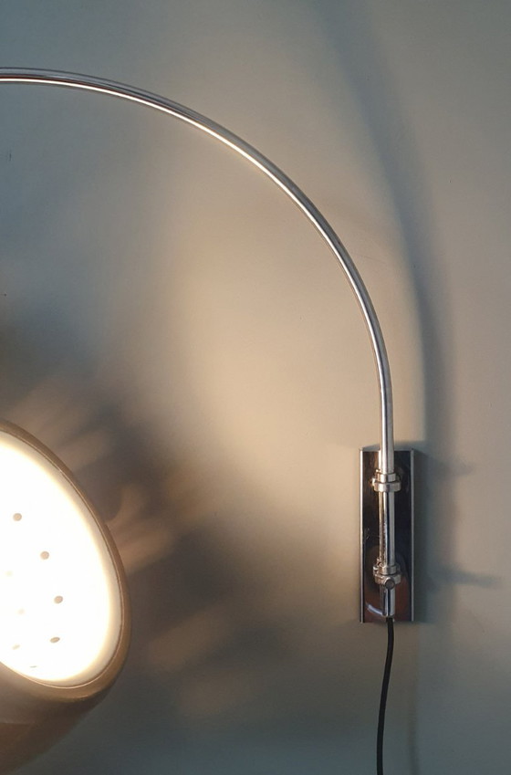 Vintage Dijkstra adjustable wall light, Space Age arc lamp, Dijkstra Lampen, Chrome, Metal, Brown (photo 12 of 15)
