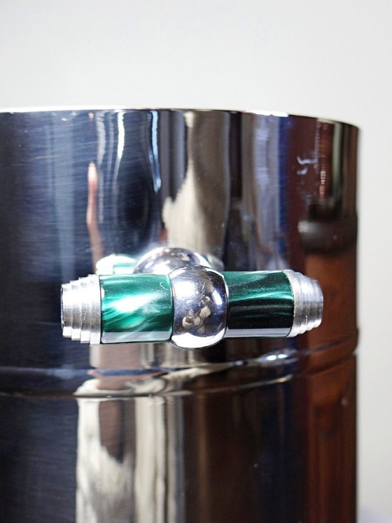 Image 1 of Seau à champagne vintage 80-90's Orfévrerie Jean Couzon en acier inox 18/10
