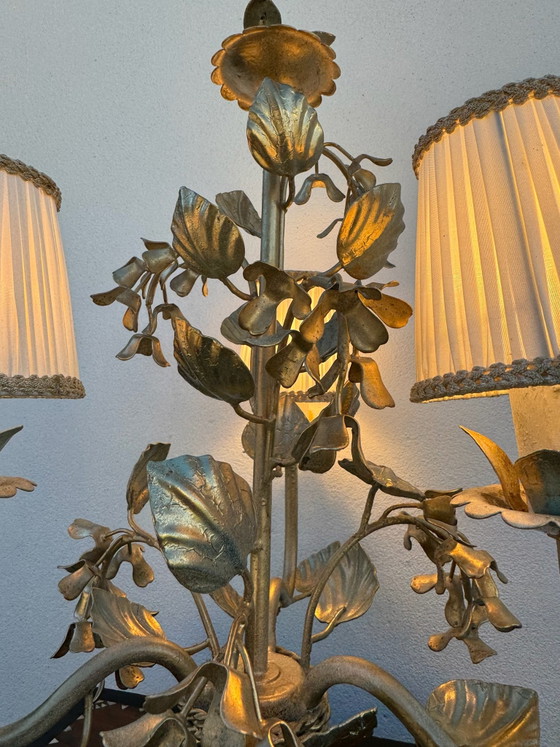 Lampada fiorentina a fogliame anni '70 – Lampade da tavolo, Metallo (photo 2 of 15)