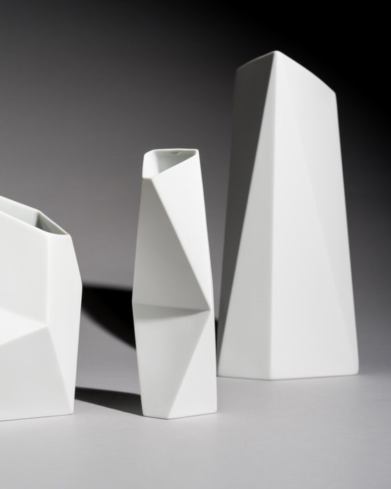 Image 1 of Vaso in porcellana bisquit Rosenthal TRIO di Achim Haigis Scultoreo e Geometrico