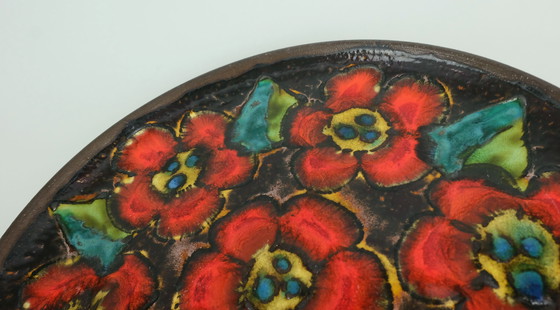 Image 1 of grande ciotola vintage ruscha anni '70 piatto da parete decorazione floreale grasso smalto lavico