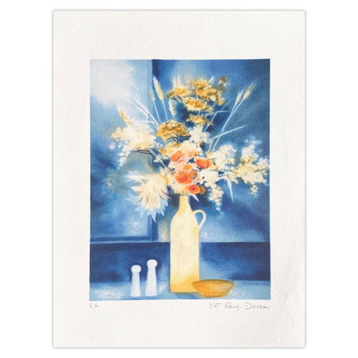 Marie-France Rey-Dosse Signed Lithograph Bouquet I 1990 – lithos zeefdrukken, Paper