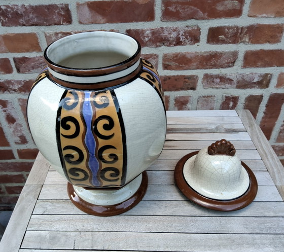 Antique Art Deco potiche or lidded vase by Auguste Mouzin & Cie from Wasmuel, 1920s – Ceramic (photo 5 of 11)