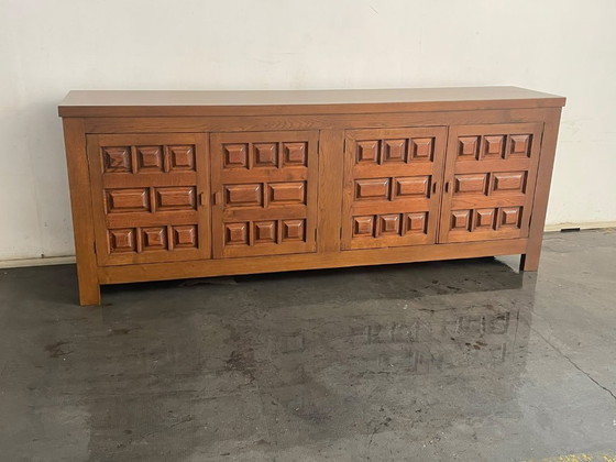 Französisches Sideboard im brutalistischen Stil aus Eichenholz, 1970er Jahre, Braun (Foto 8 von 11)