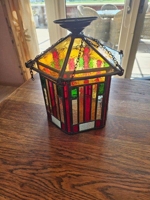 Lampada a sospensione in vetro colorato stile Scuola di Amsterdam – hanglampen, Glass, Metal
