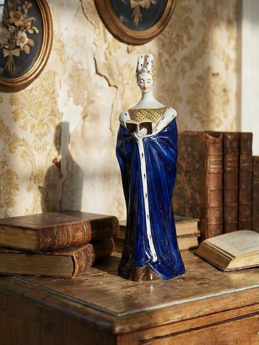 Sujet en porcelaine ancien "Liseuse" art déco signée J.Vesques