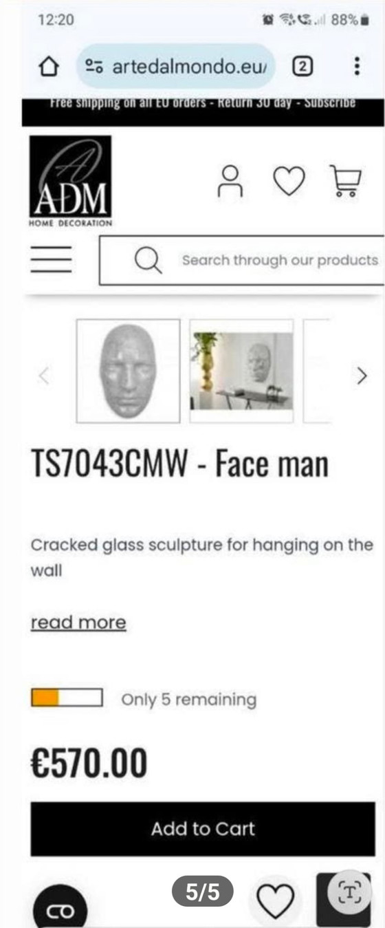 Image 1 of Unique glass sculpture of a man