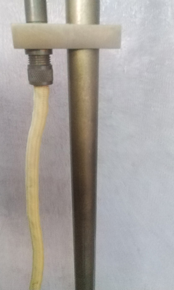 Image 1 of Art Deco messing vloerlamp opaal glazen lampenkap