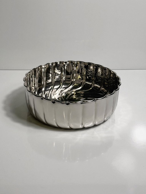 Silver-plated bowl, Italy, round spiral, 80s, Argento silver bowl, vintage