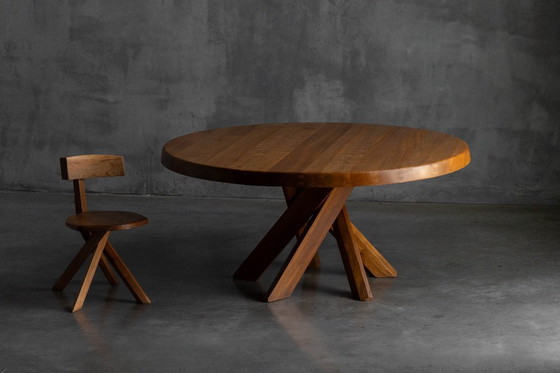 Image 1 of 'T21' Elm Dining Table by Pierre Chapo, France, 1973