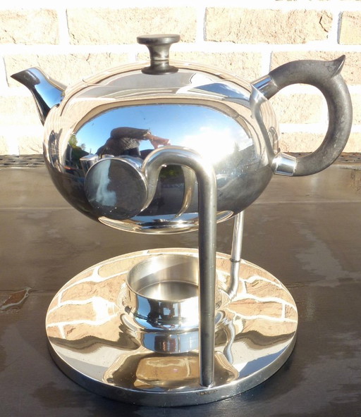 1950s Stainless Steel Tumble Teapot
