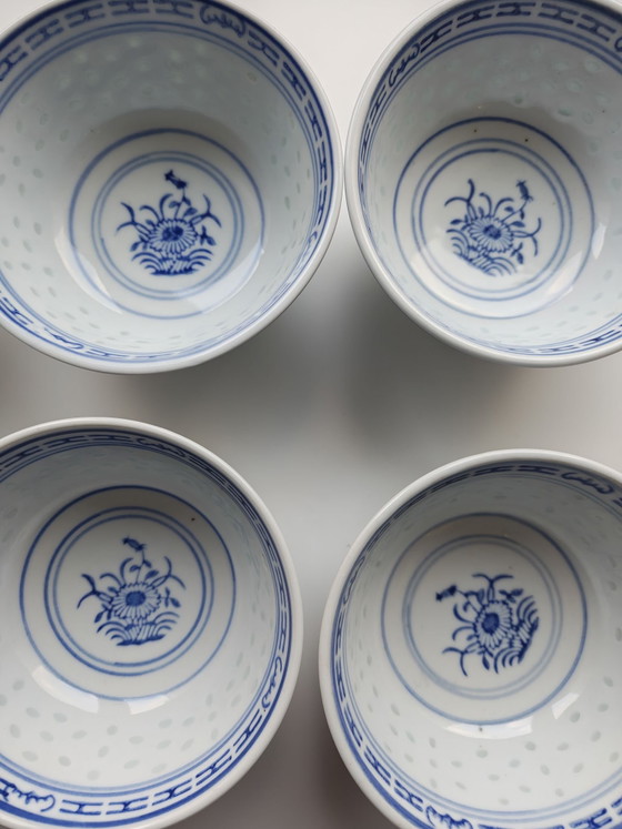 Ciotole tradizionali Jingdezhen a chicco di riso dipinte a mano vintage con mini teiera, Servizi da tavola (foto 6 di 14)