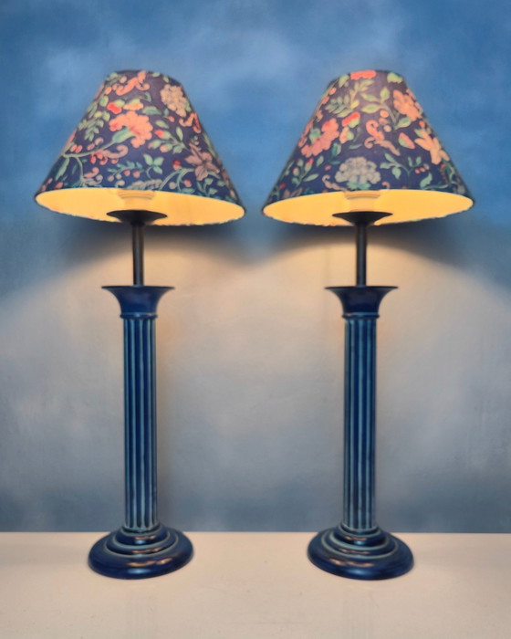 Image 1 of Set neoklassizistischer blauer Tischlampen