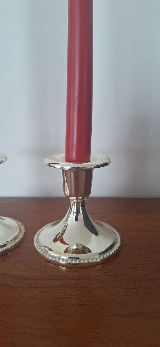 Set versilberter Kerzenhalter, C.A.P. England, Metall (Foto 2 von 7)