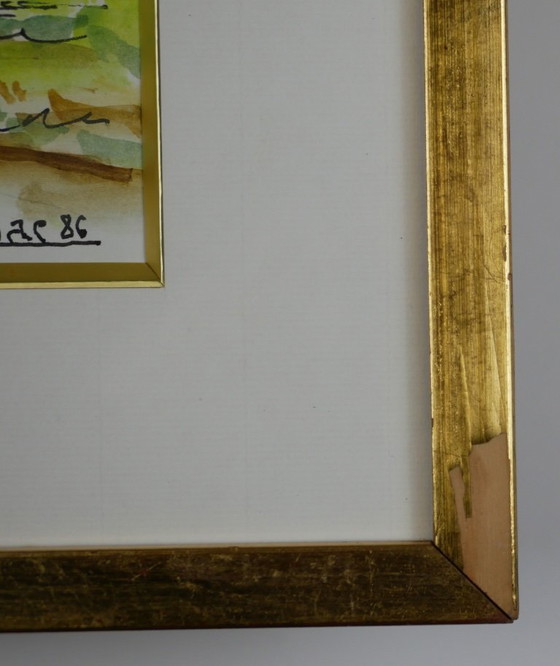 Image 1 of Small painting by Marcel Pressac - Spring landscape, dated and signed.