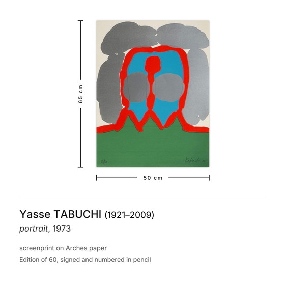 Yasse Tabuchi Signed Screenprint Portrait 1973 – Lithographs & prints, Paper (photo 3 of 5)