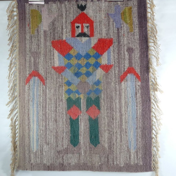 Image 1 of Tapisserie figurative tissée à la main, vintage d'Europe de l'Est, 75 x 81 cm