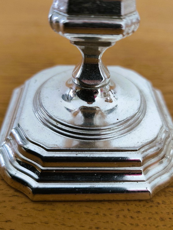 Image 1 of Pair of antique silver-plated metal candlesticks