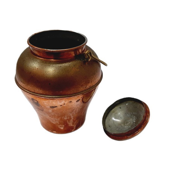 Image 1 of Vintage Small Copper Pot with Lid and Handle, Cauldron, Churn