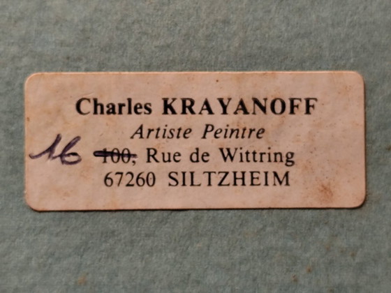 Image 1 of Dipinto ad olio originale - Villaggio francese 1979 Charles Krayanoff firmato