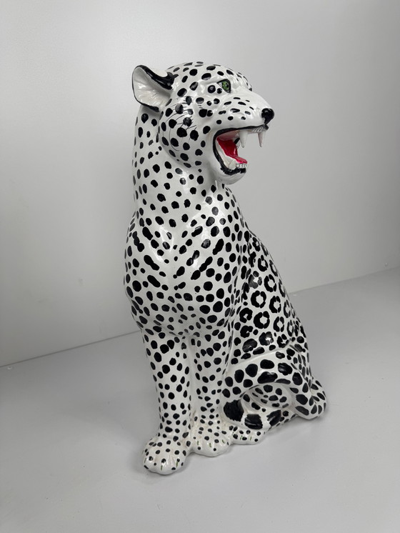 Image 1 of Leopardenfigur aus italienischem Porzellan - Fierce & Fabulous