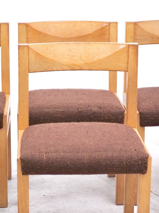 Brutalistisch Design Massief Licht Eiken Salonstoelen Jaren 70, Set van 6 – Eetkamerstoelen, Wood (photo 4 of 26)