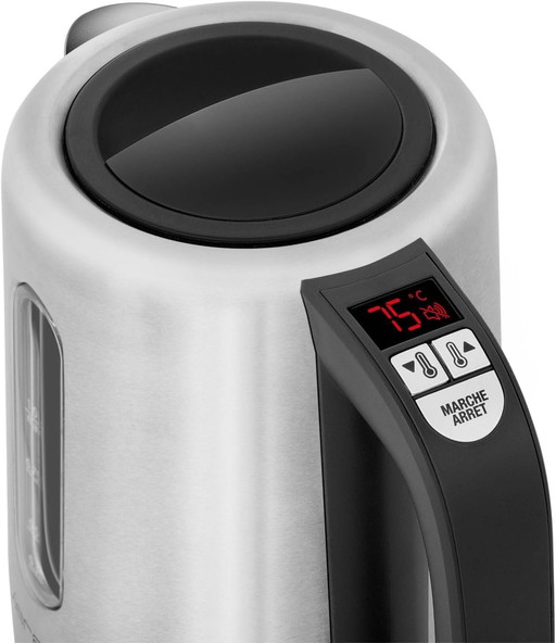 riviera&bar - Bouilloire à Température Réglable BBT350 SIENA - Inox Brossé - Compacte, Socle Pivotant à 360°, Protection Anti Su
