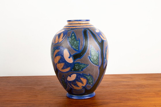 Image 1 of Vaso in ceramica multicolore, periodo Art-Nouveau, manifattura Revernay, 1910 circa.