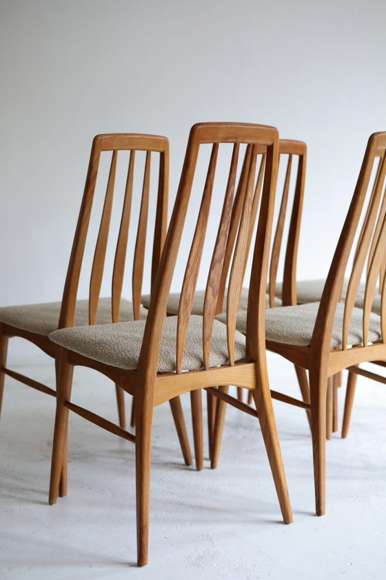 Set di 6 sedie da pranzo vintage modello ‘Eva’ Niels Koefoed anni '60, Legno, Tessile, Verde (foto 7 di 9)