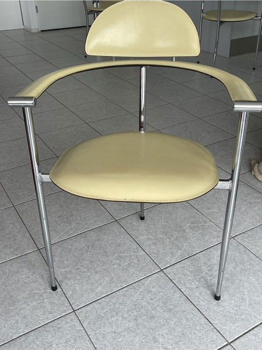 6 sedie da pranzo Arrben in morbida pelle gialla