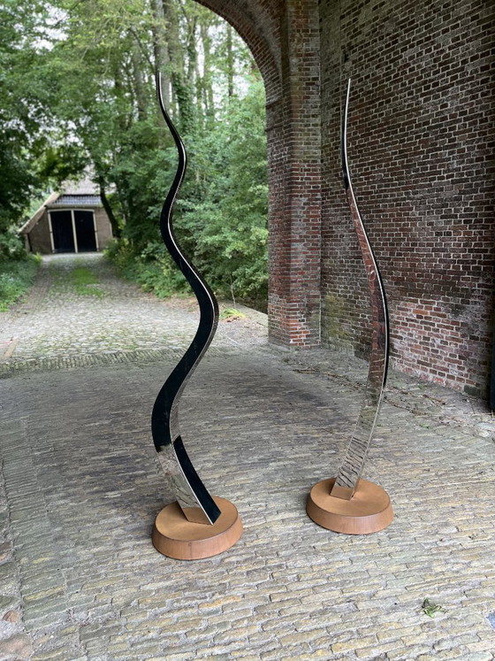 Image 1 of Kinetic Stainless Steel Sculptures – Unique Handmade Art Set