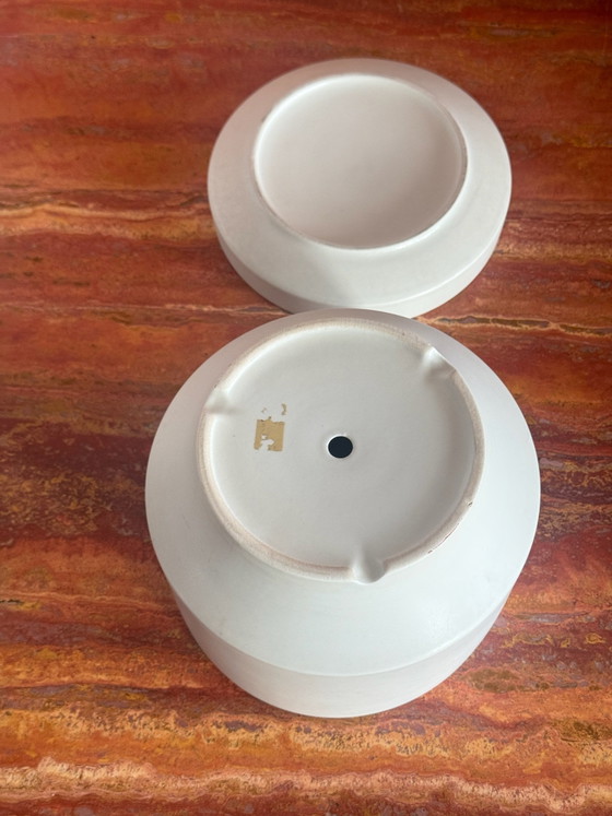 Arabia Finland, Pair of vintage ceramic Plant pots, brown & white, Creme (photo 6 of 8)