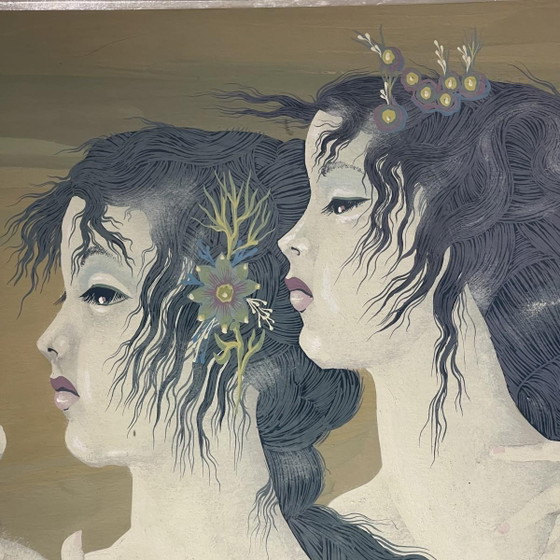 Denyse Willem, El Secreto 3 Mujeres Desnudas / Ninfas, años 70, Acuarela – Pinturas y dibujos, Paper (photo 4 of 16)