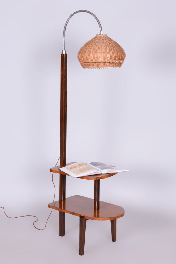 Restored Art Deco Floor Lamp, by J. Halabala for UP Závody, Walnut, Czech, 1930s – Floor lights, Wood, Chrome (photo 3 of 15)