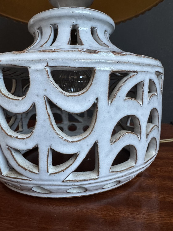 Image 1 of Roger Collet openwork ceramic lamp, 1960s