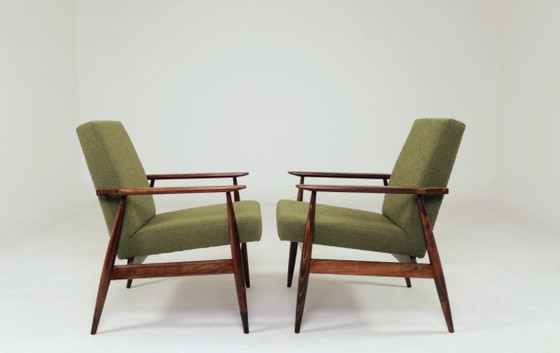 Image 1 of Pair Lounge Chairs Vintage Green Boucle,  Mid Century Design, 1960