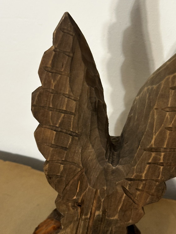Image 1 of Aigle en bois sculpté - fabrication artisanale vintage Allemagne 
