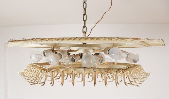 Image 1 of Weelderige kroonluchter van Paolo Venini voor Vivarini, Muranoglas/Prismaglas, Italië, jaren 70, op maat gemaakt