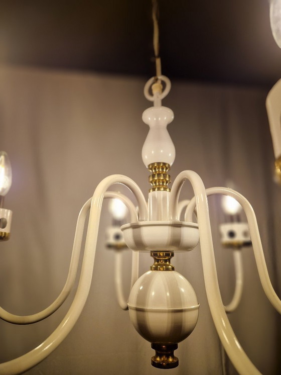 Image 1 of Rare Mid-Century Czech Lighting Set – 6-Arm Chandelier + Wall Lamp by Drukov, 1960s