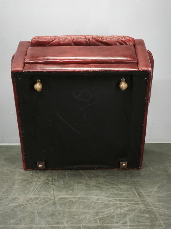 Jaren 70 Deense Moderne Rode Leren Lounge Fauteuil, Scandinavisch Design, Leer, Rood, Vintage (foto 15 van 15)