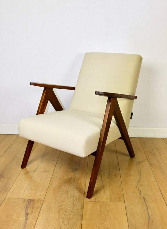 Image 1 of Vintage armchair B-310 VAR beige velvet from the Jade series - 2 pieces available