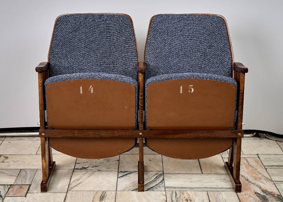 Image 1 of Vintage Blue Folding Cinema Chairs, 1970s Czechoslovakia
