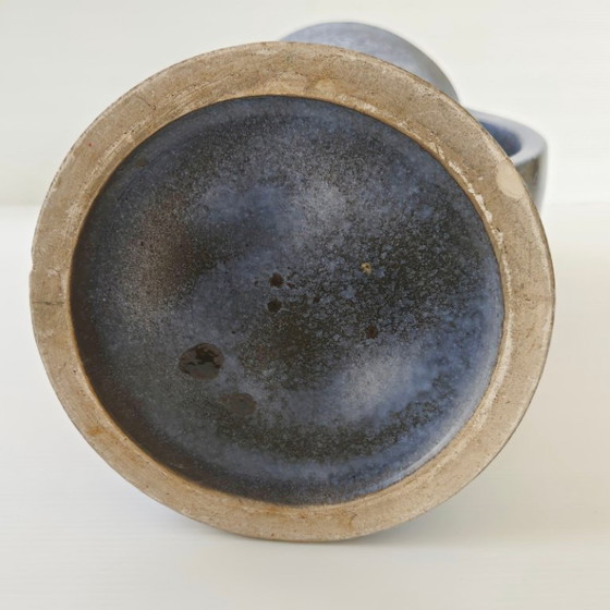 Image 1 of IMPORTANT VINTAGE 1950 VASE WITH 2 HANDLES, RED & YELLOW CERAMIC, 50S ROCKABILLY