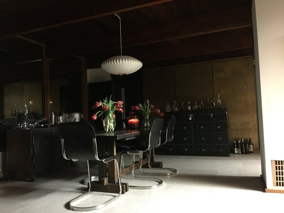 6 Sedie da pranzo, pelle nera e metallo, Restoration Hardware, Nero, Modern (foto 6 di 8)