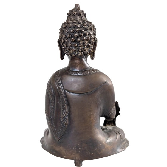 La Source de Guérison – Bouddha de la Médecine en Bronze Massif – Népal – 23 cm – 2 kg – Sculptures (photo 5 of 9)