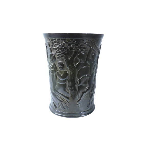 Image 1 of Relief Vase 2337 made of disco metal by Just Andersen, Denmark, 1940s