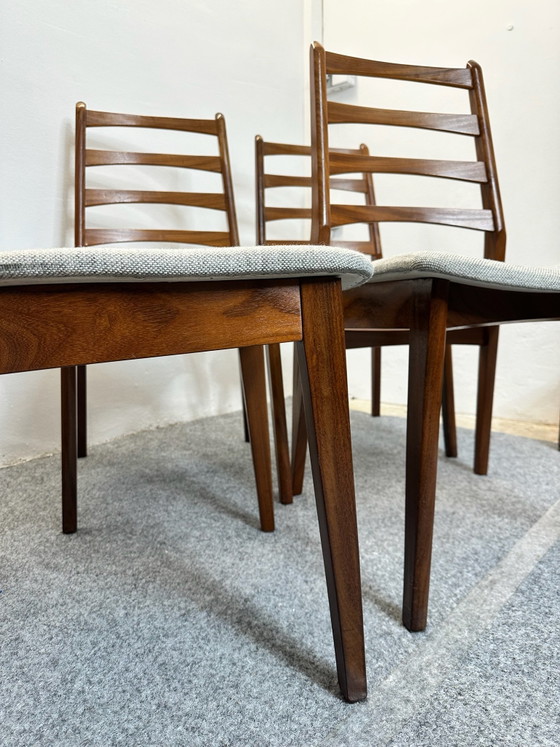 4 Chaises de salle à manger en teck Mid Century Vintage, Bois, Marron (photo 11 sur 14)