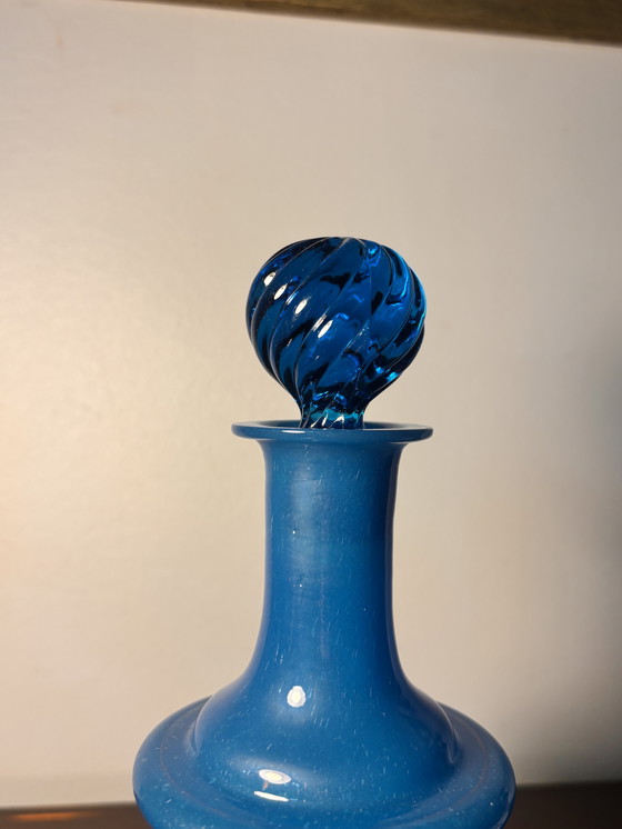 Image 1 of Blue flag carafe Opaline de Bercy