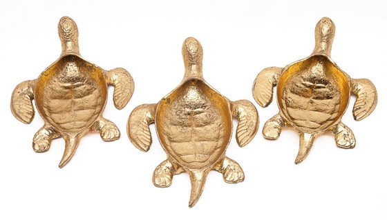 Set di 3 tartarughe portafortuna, Oggetti decorativi, Ottone, Oro, Dorato (foto 4 di 11)