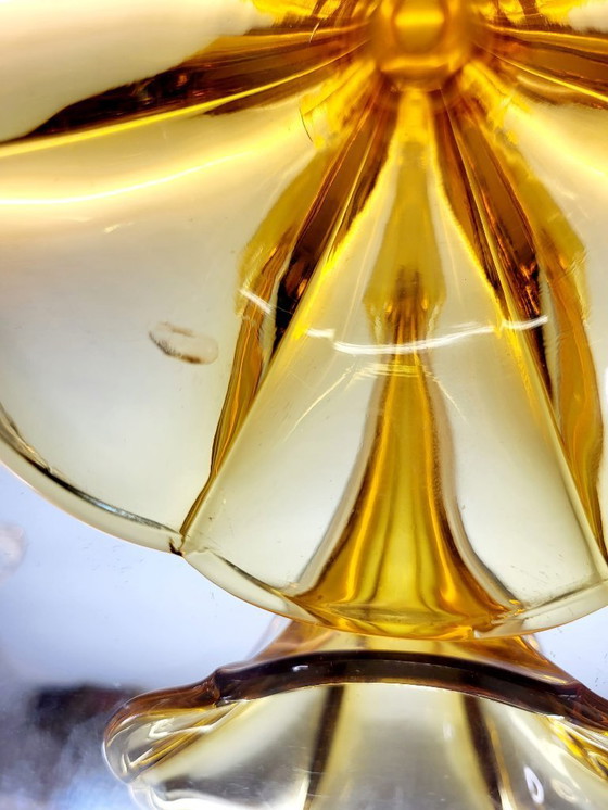 Image 1 of Val Saint Lambert Art deco Vase, Luxval Serie Modell Américain M, bernsteinfarben, Belgien